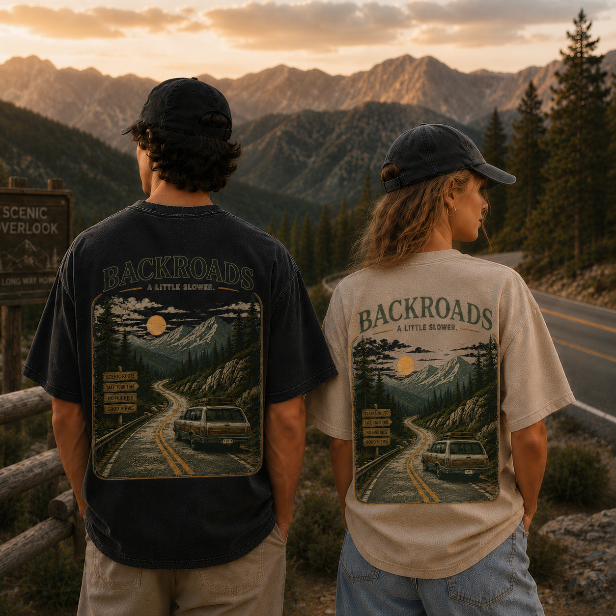 Backroads Vintage Washed Graphic T-Shirt