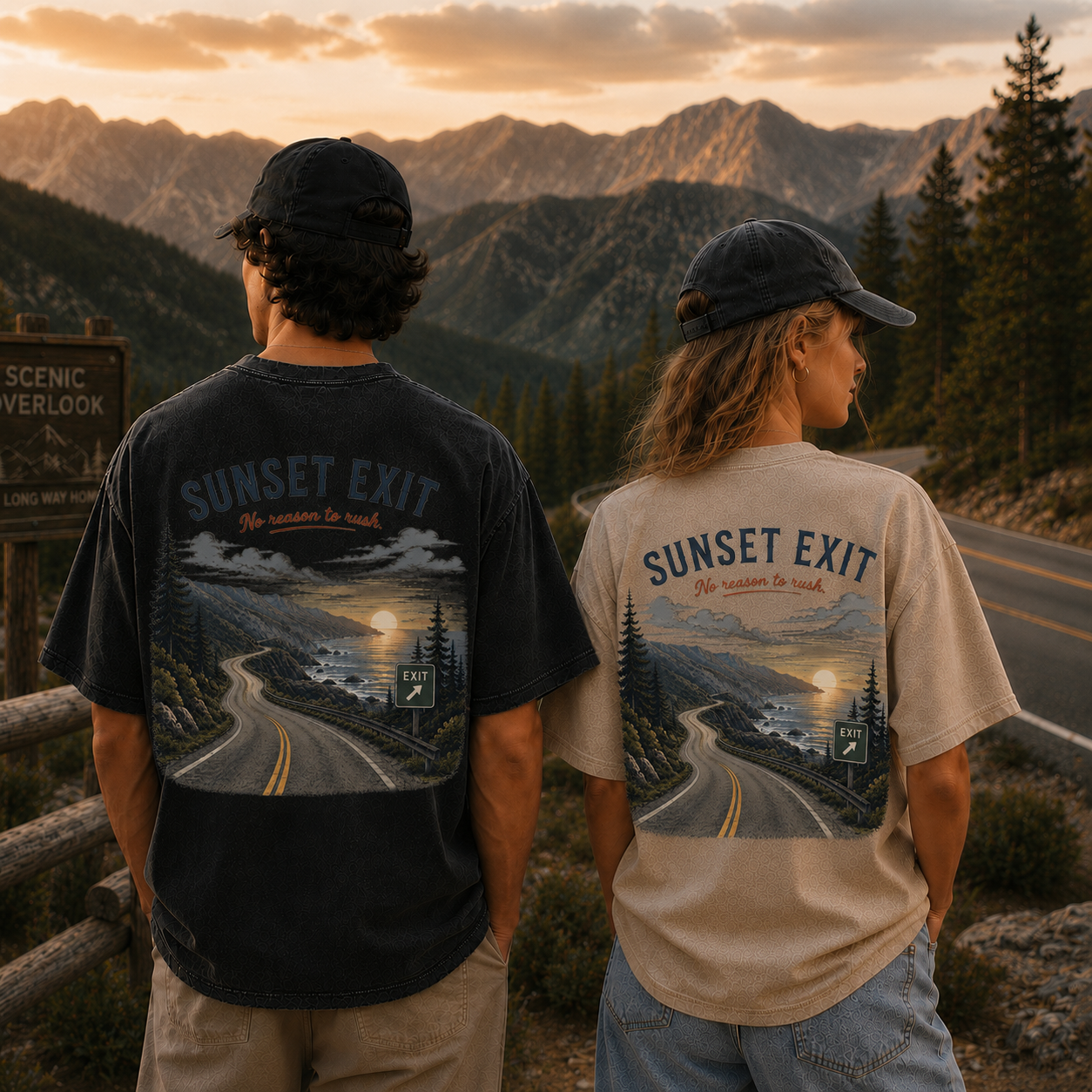 Where the Road Meets the Sunset Vintage Washed T-Shirt