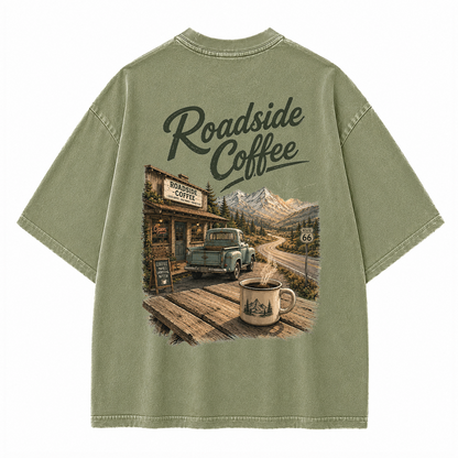 Roadside Coffee Mountain Stop Vintage Washed T-Shirt