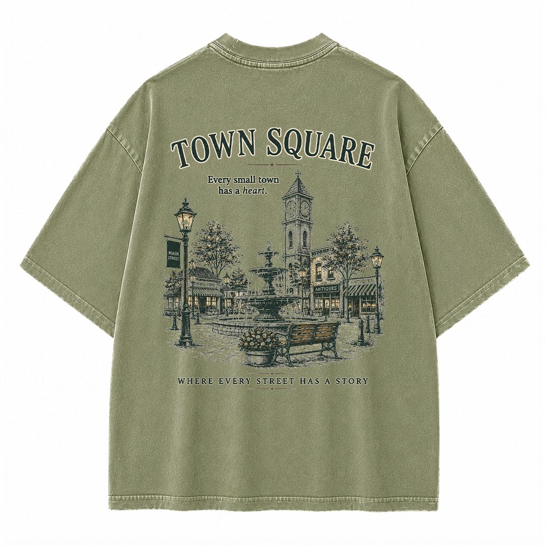 Historic Town Square Graphic Vintage Washed T-Shirt