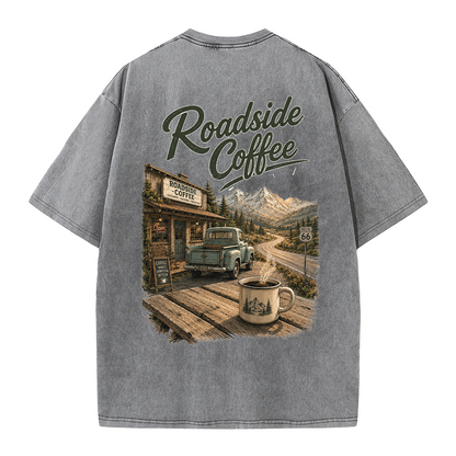 Roadside Coffee Mountain Stop Vintage Washed T-Shirt