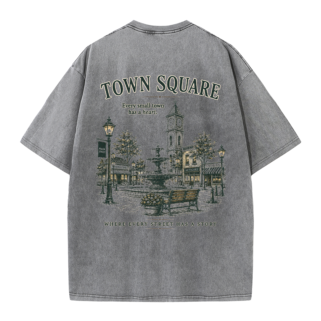 Historic Town Square Graphic Vintage Washed T-Shirt