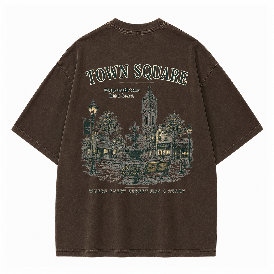 Historic Town Square Graphic Vintage Washed T-Shirt
