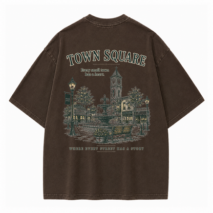 Historic Town Square Graphic Vintage Washed T-Shirt