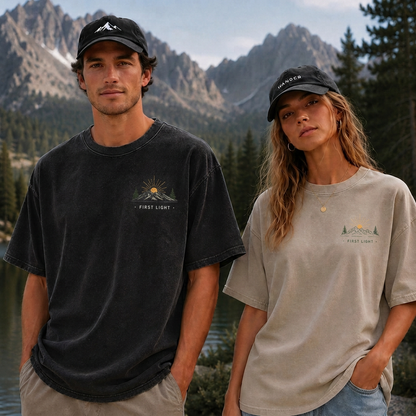 First Light Over the Mountains Vintage Washed T-Shirt