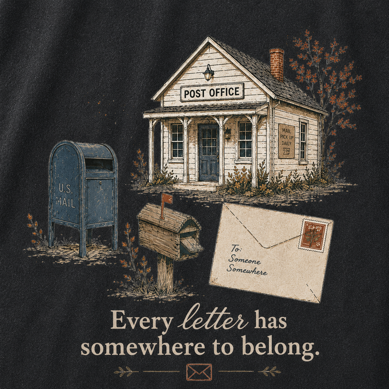Vintage Post Office Graphic Vintage Washed T-Shirt