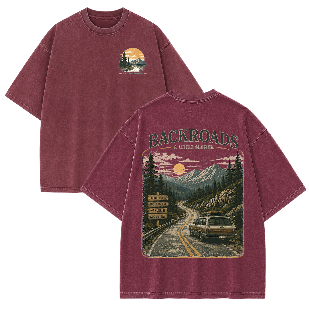 Backroads Vintage Washed Graphic T-Shirt