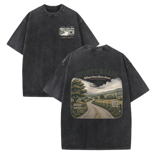 Where the Quiet Roads Lead Vintage Washed T-Shirt