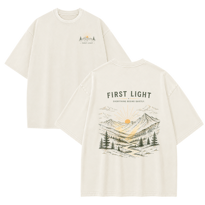 First Light Over the Mountains Vintage Washed T-Shirt