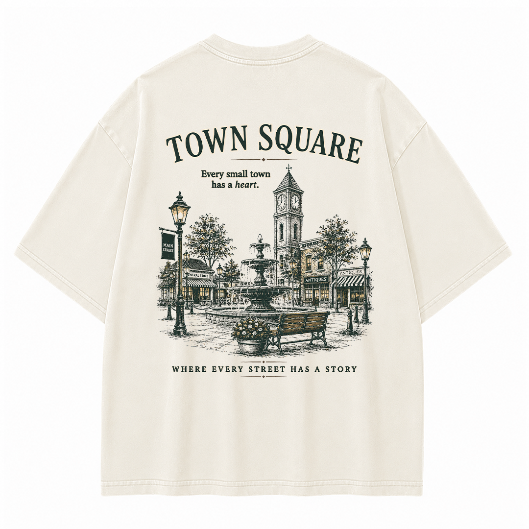 Historic Town Square Graphic Vintage Washed T-Shirt