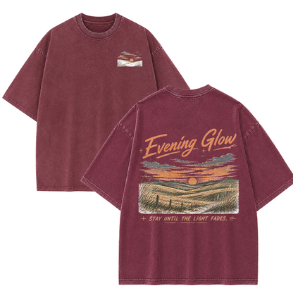Evening Glow Across Rolling Hills Vintage Washed T-Shirt