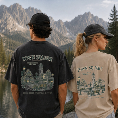 Historic Town Square Graphic Vintage Washed T-Shirt