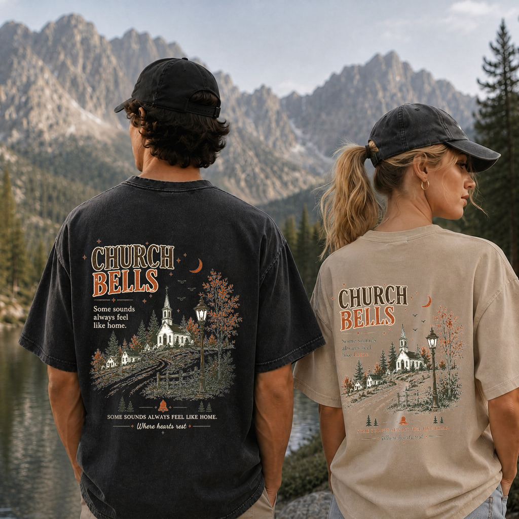Church Bells Graphic Vintage Washed T-Shirt