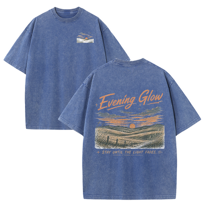 Evening Glow Across Rolling Hills Vintage Washed T-Shirt