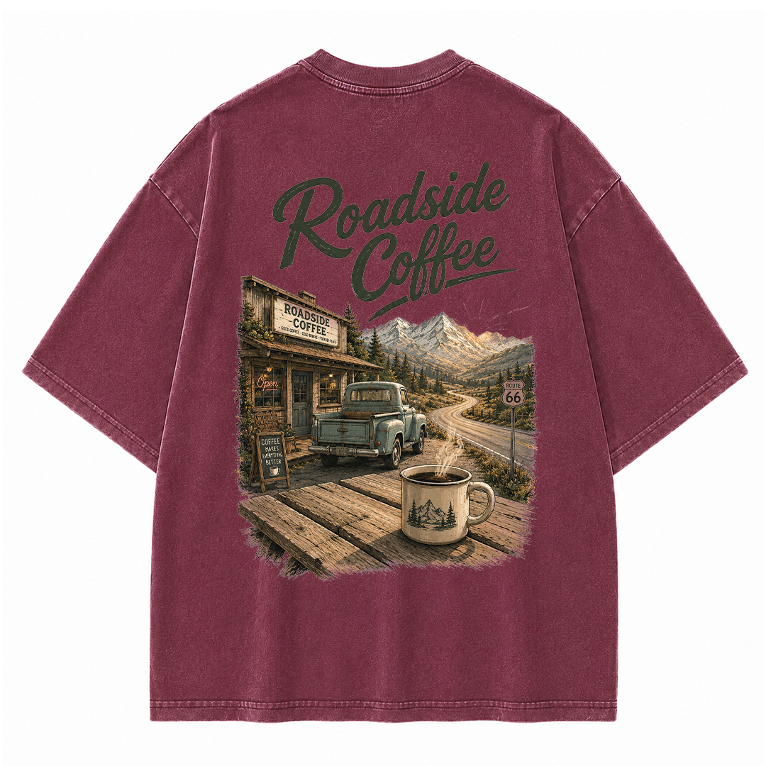 Roadside Coffee Mountain Stop Vintage Washed T-Shirt