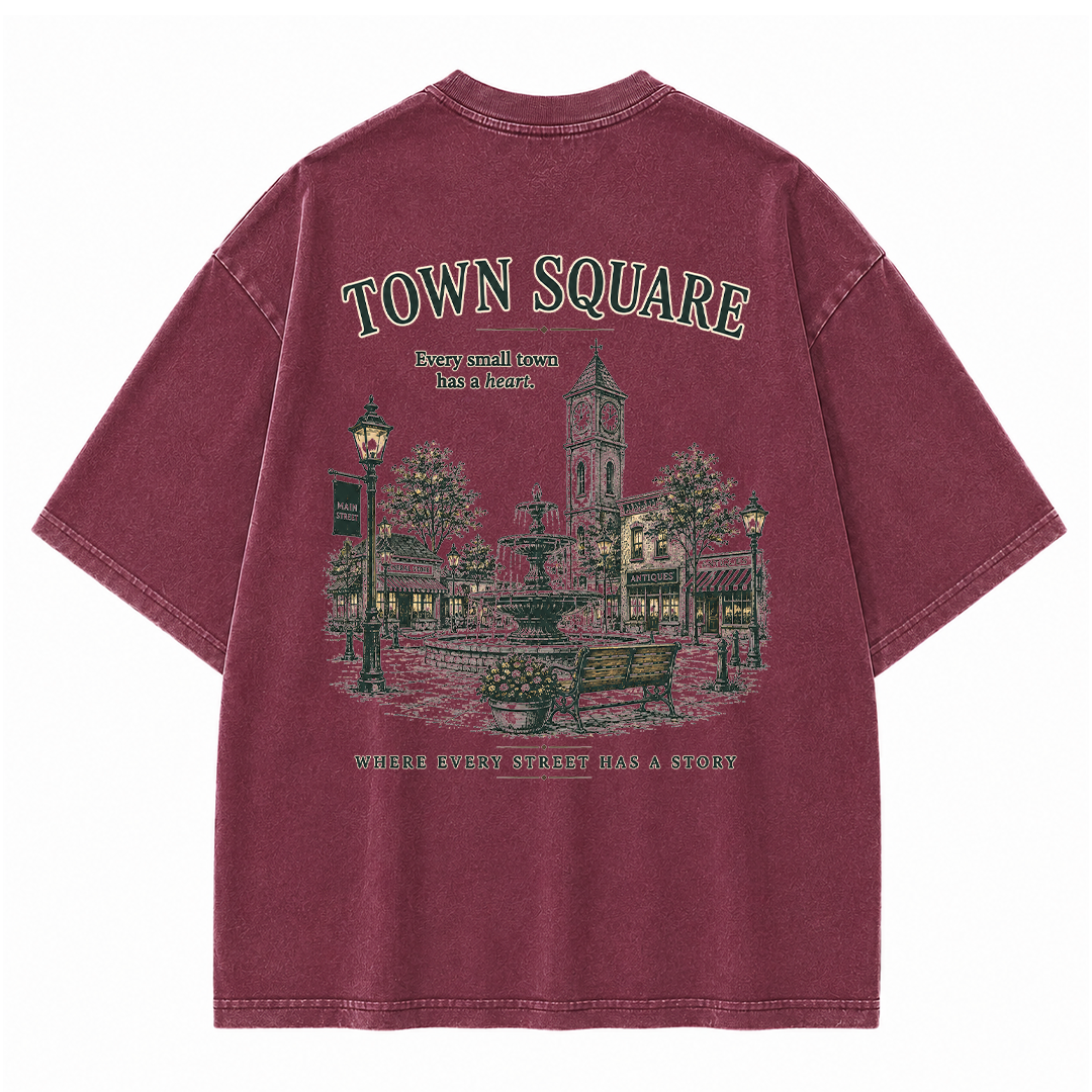 Historic Town Square Graphic Vintage Washed T-Shirt