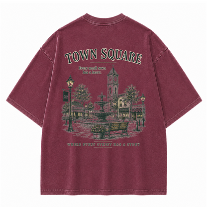 Historic Town Square Graphic Vintage Washed T-Shirt