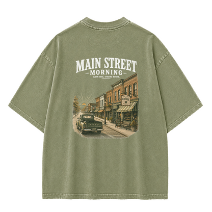 Main Street Morning Vintage Washed Graphic T-Shirt