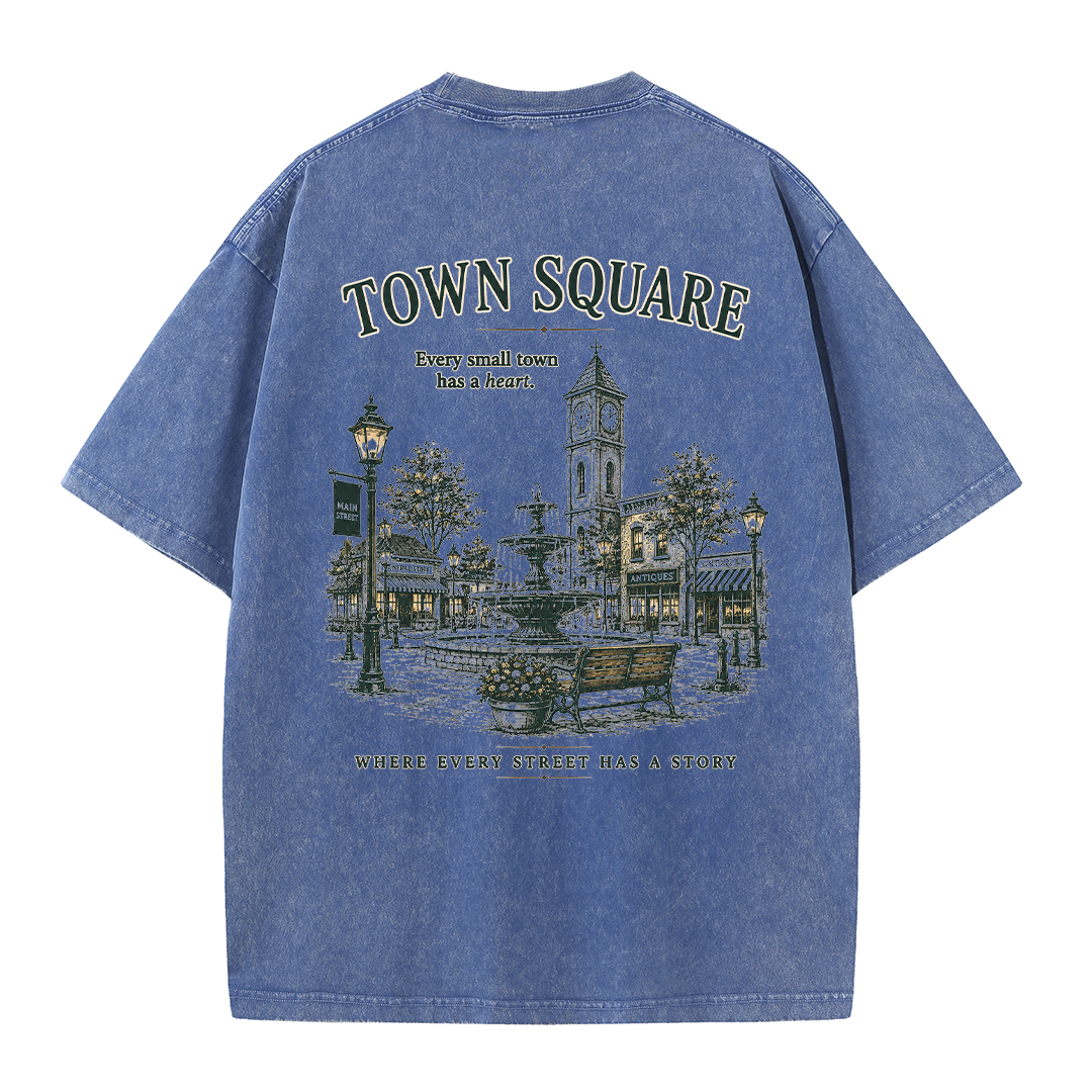 Historic Town Square Graphic Vintage Washed T-Shirt
