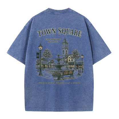 Historic Town Square Graphic Vintage Washed T-Shirt