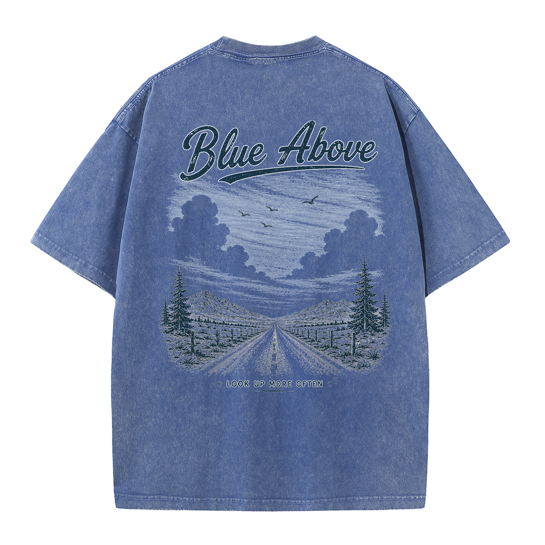Blue Above Beyond the Horizon Vintage Washed T-Shirt