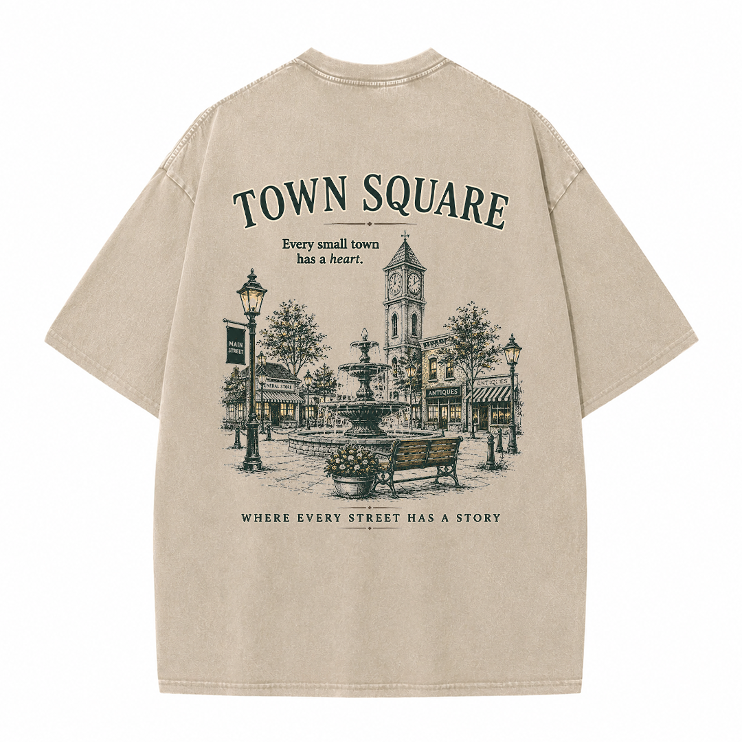 Historic Town Square Graphic Vintage Washed T-Shirt