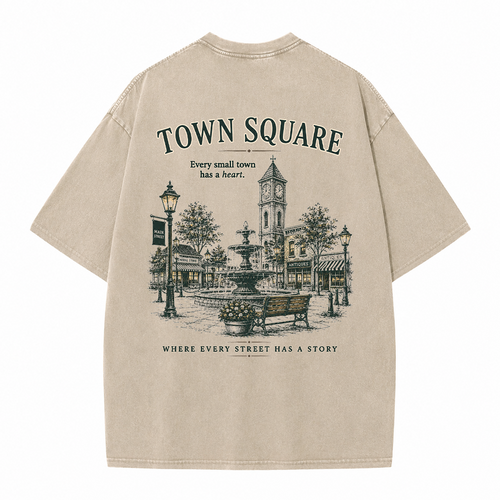 Historic Town Square Graphic Vintage Washed T-Shirt