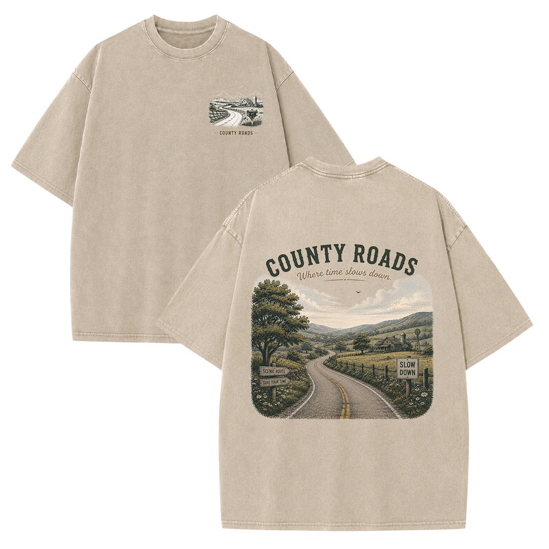 Where the Quiet Roads Lead Vintage Washed T-Shirt