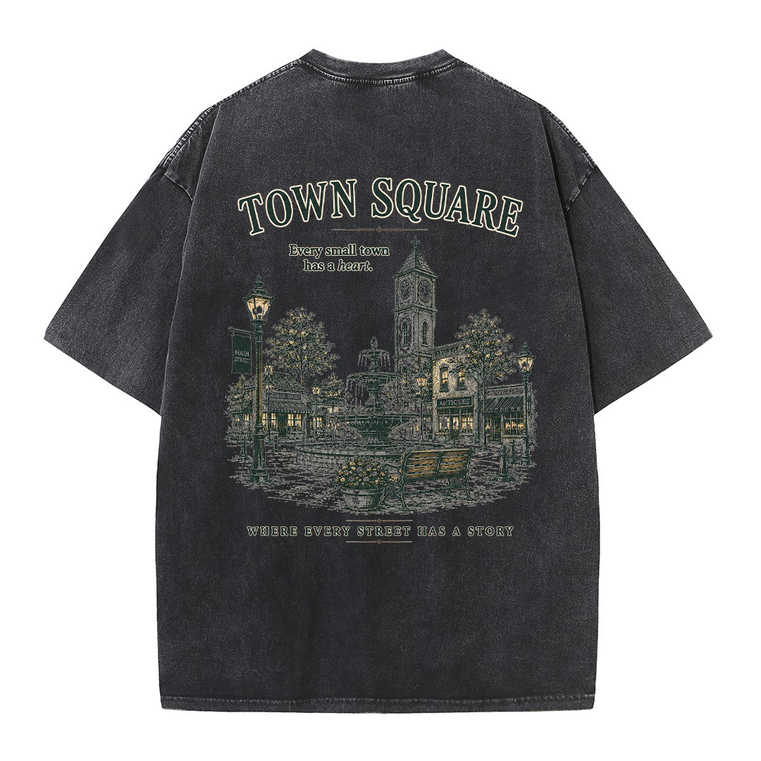 Historic Town Square Graphic Vintage Washed T-Shirt