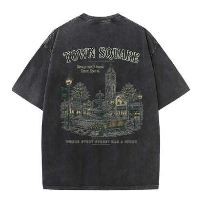 Historic Town Square Graphic Vintage Washed T-Shirt