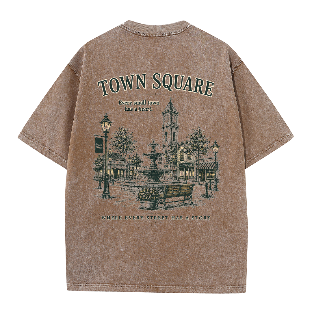 Historic Town Square Graphic Vintage Washed T-Shirt