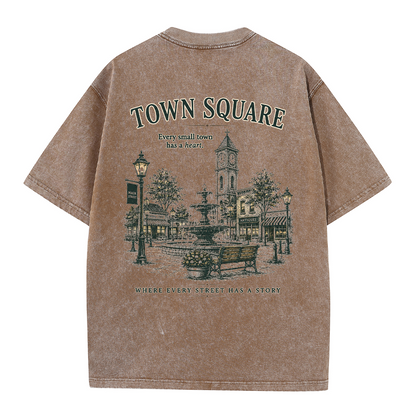 Historic Town Square Graphic Vintage Washed T-Shirt