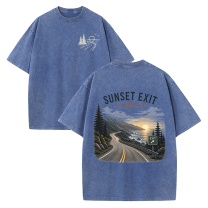 Where the Road Meets the Sunset Vintage Washed T-Shirt